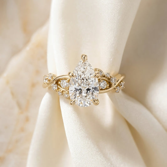 Birnen-Solitär Verlobungsring | 2.0 ct | Custom Design | Lab-grown Diamant | 14k Gold | Lunevya