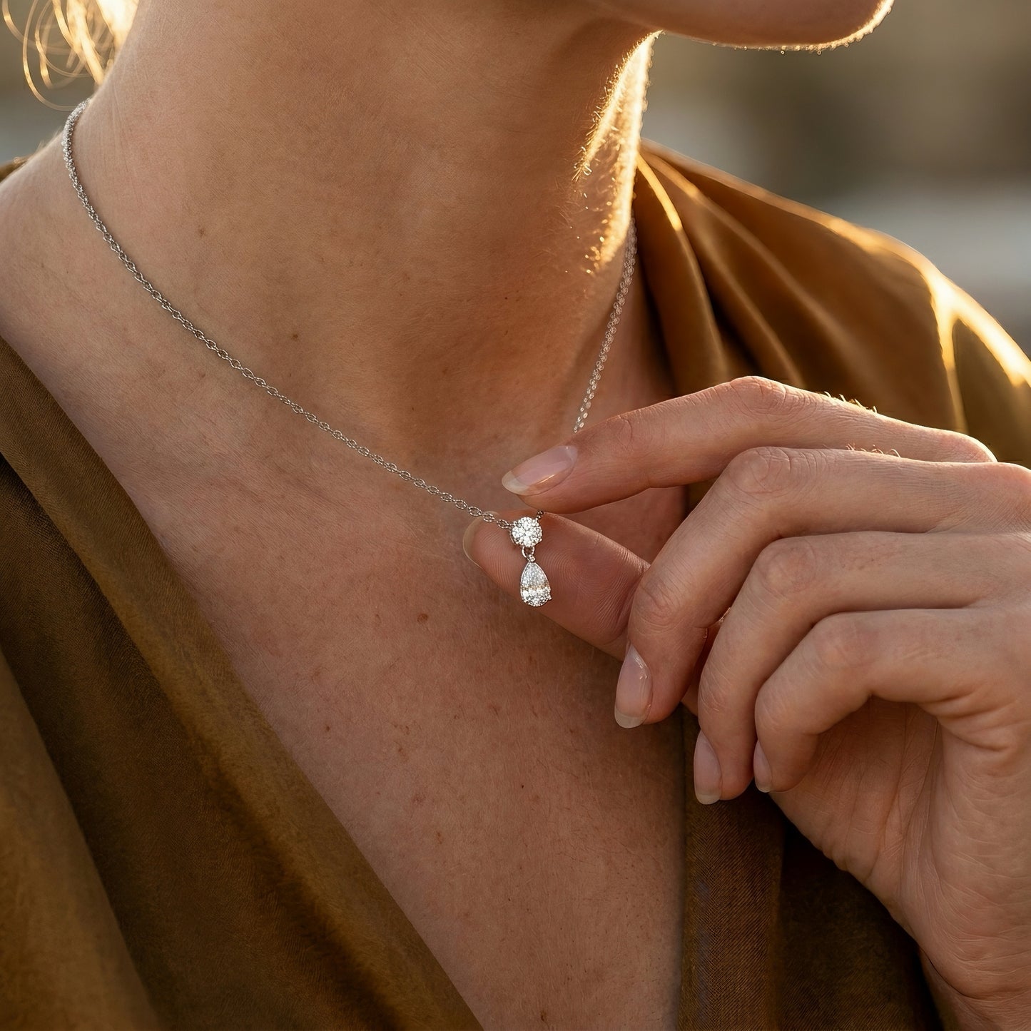 Teardrop Diamond Necklace | Lab-grown Diamond | 14k Gold | Lunevya