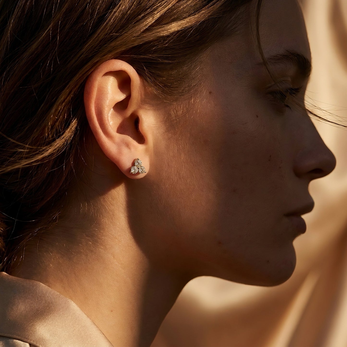 Diamant Cluster Ohrstecker | Trillion Design | Lab-grown Diamant | 14k Gold | Lunevya