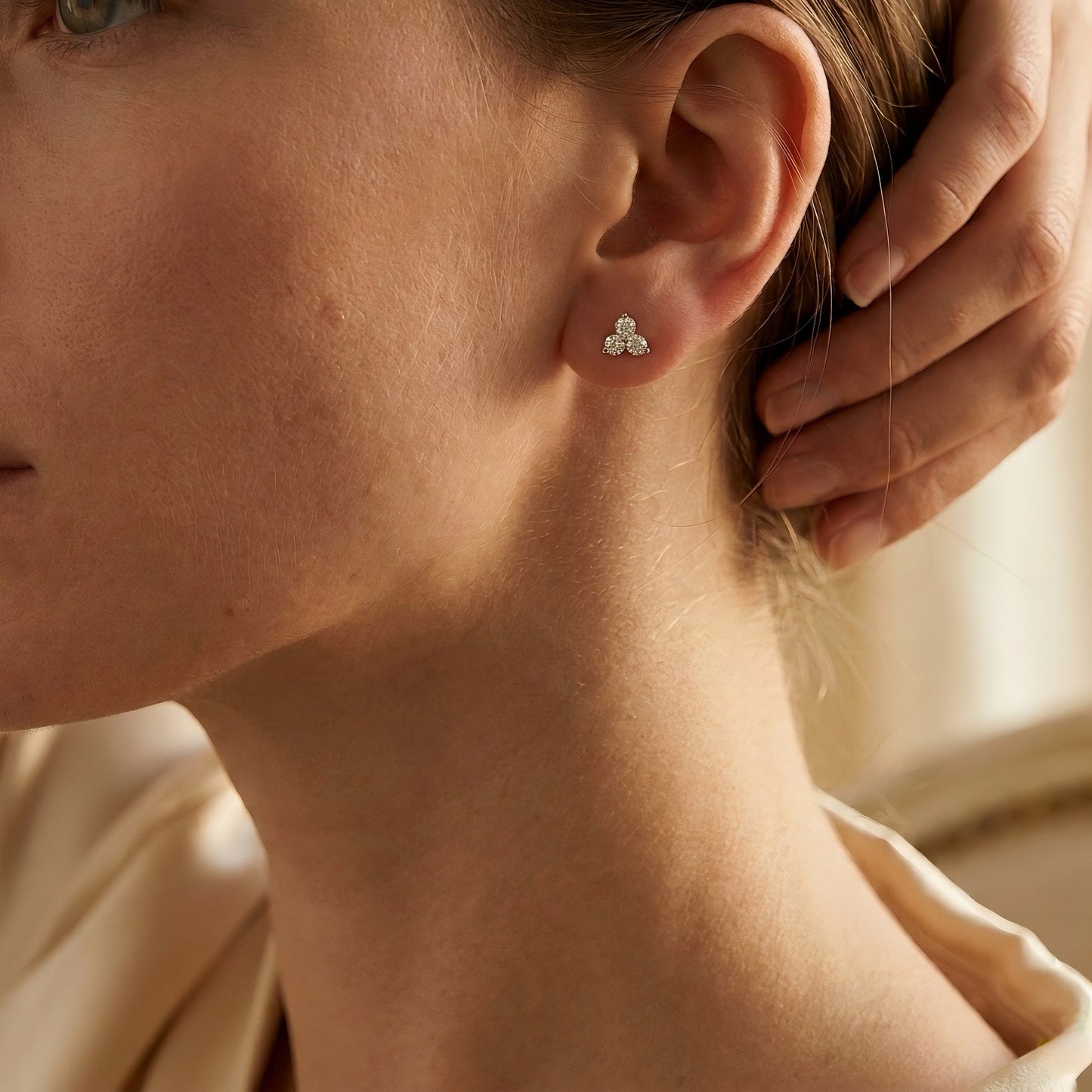 Diamant Cluster Ohrstecker | Trillion Design | Lab-grown Diamant | 14k Gold | Lunevya