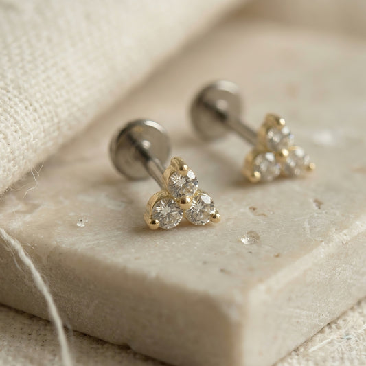 Diamant Cluster Ohrstecker | Trillion Design | Lab-grown Diamant | 14k Gold | Lunevya