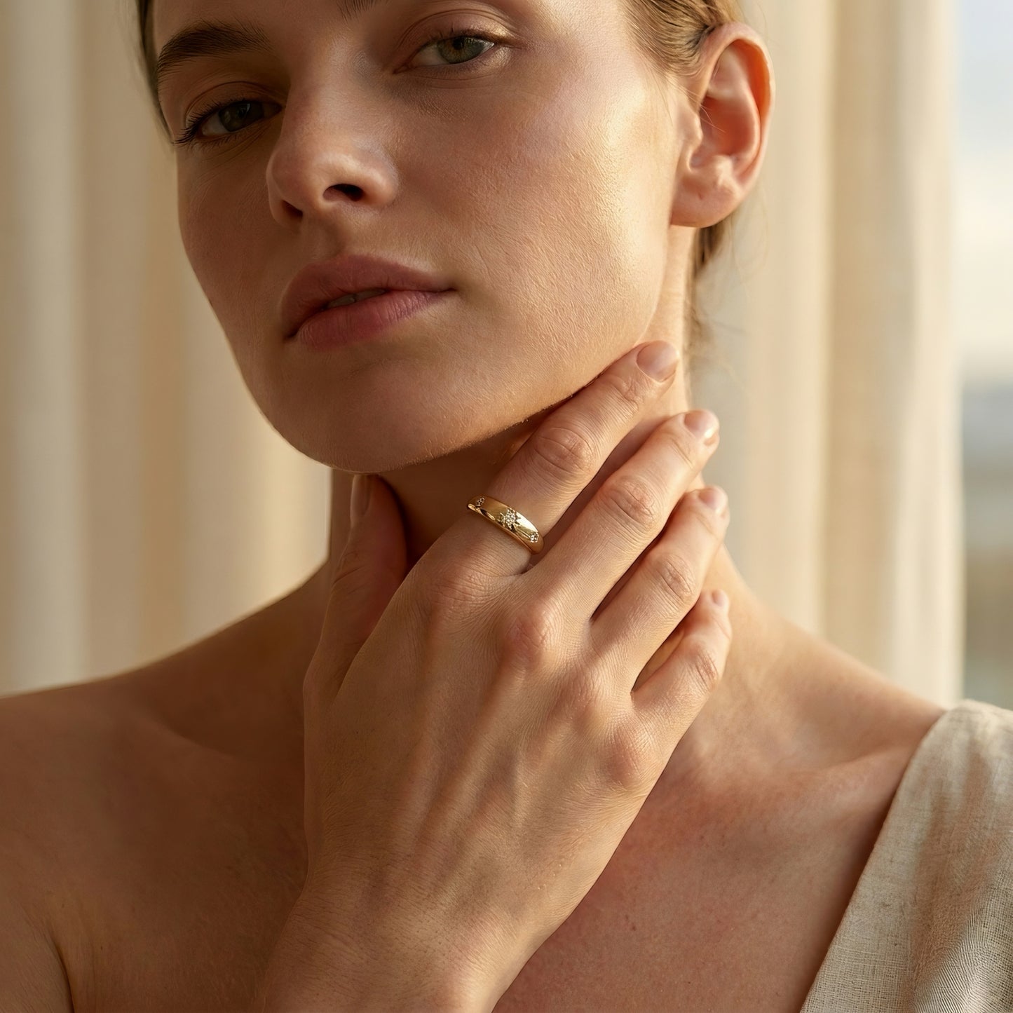 Sternen-Bandring | 0.30 ct | Vintage Design | Lab-grown Diamant | 14k Gold | Lunevya