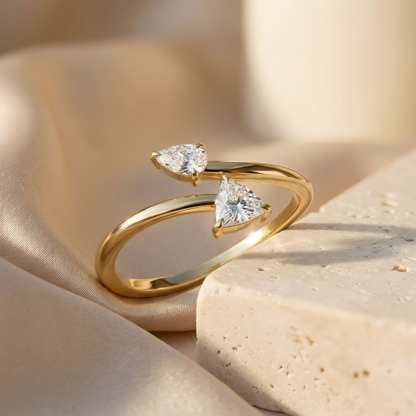 Toi et Moi Diamantring | 1.0 ct | Mix-Cut Design | 14k Gold | Lunevya