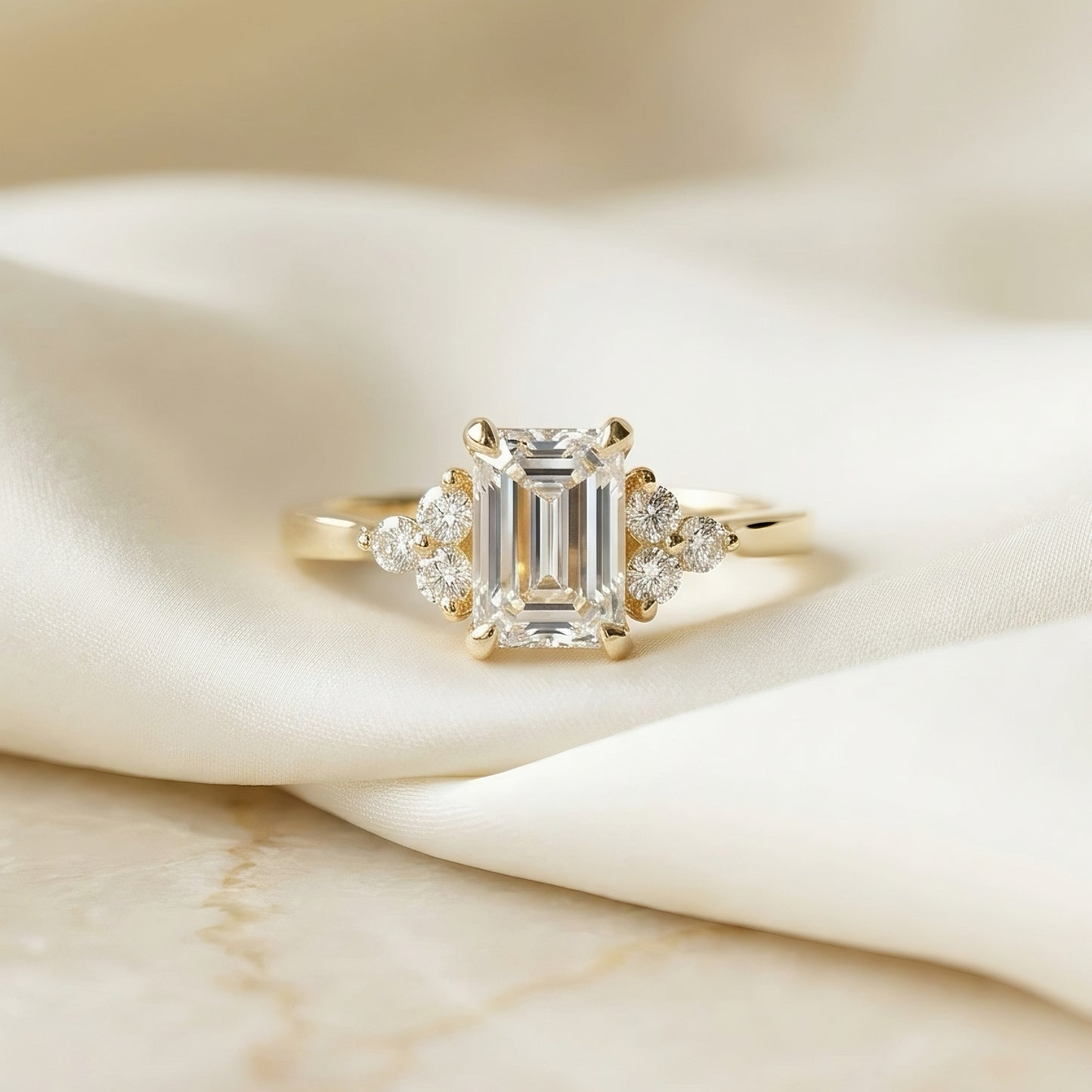 Emerald-Cut Engagement Ring 1.0 Carat | Art Deco Design | 14k Gold | Lunevya