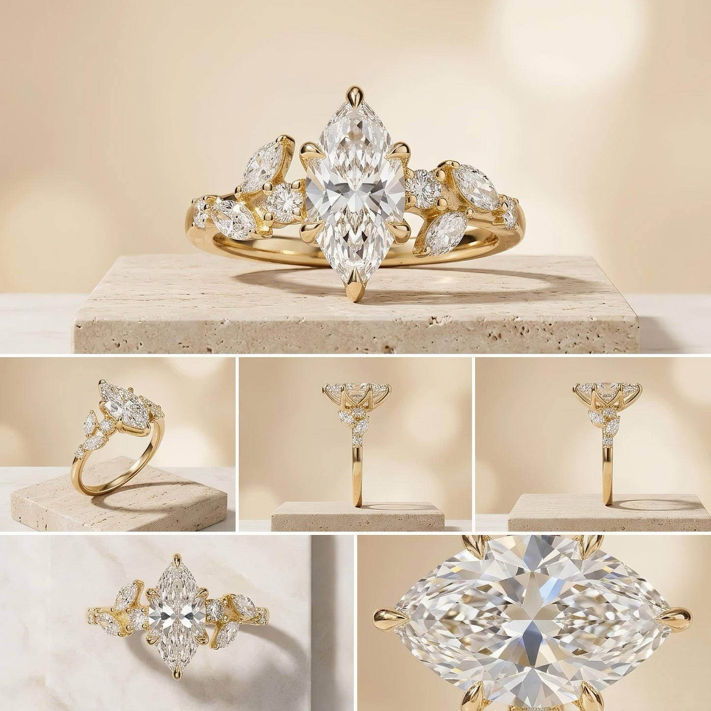Marquise Verlobungsring | Cluster Diamant Ring 14K Gold | LUNEVYA