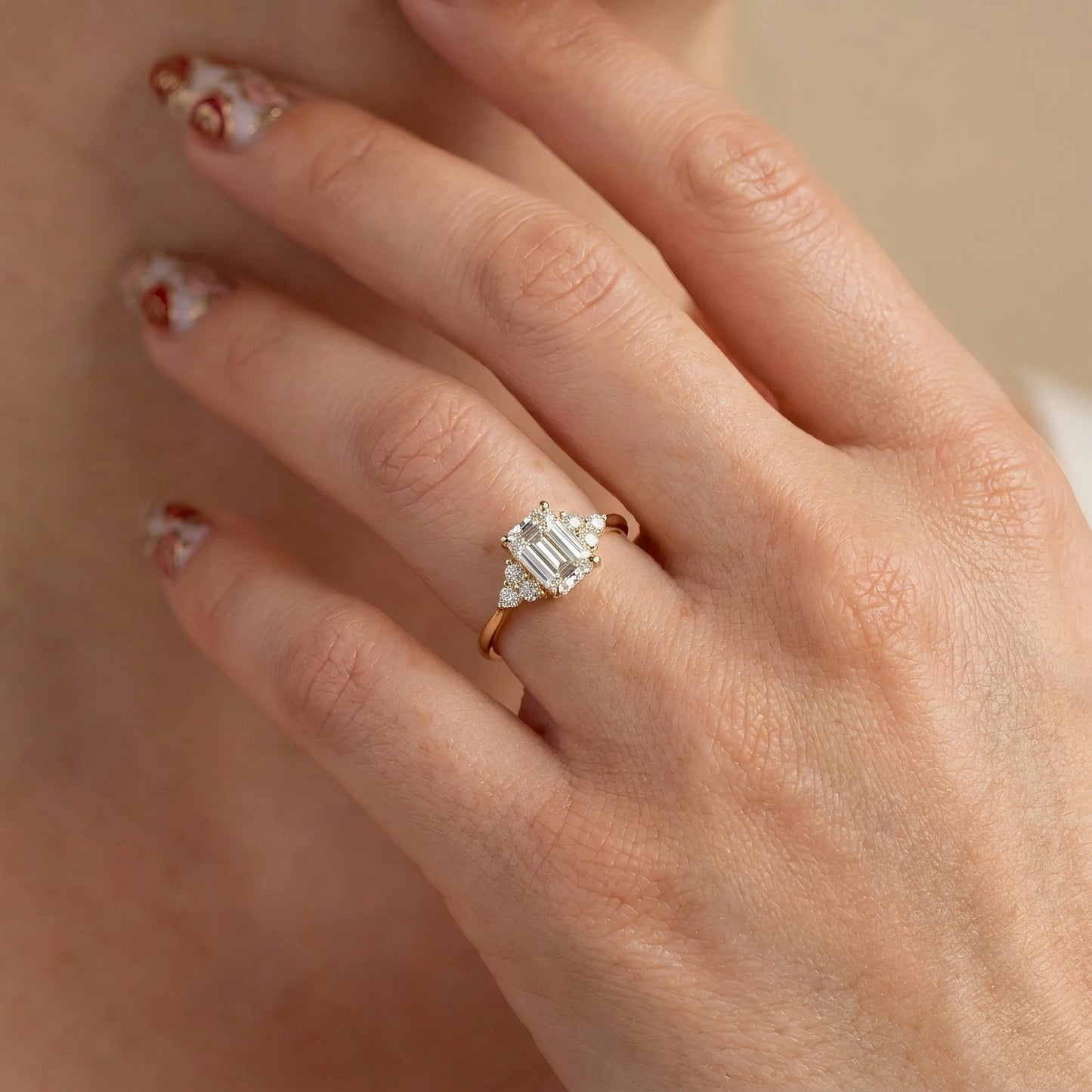 Emerald-Cut Engagement Ring 1.0 Carat | Art Deco Design | 14k Gold | Lunevya