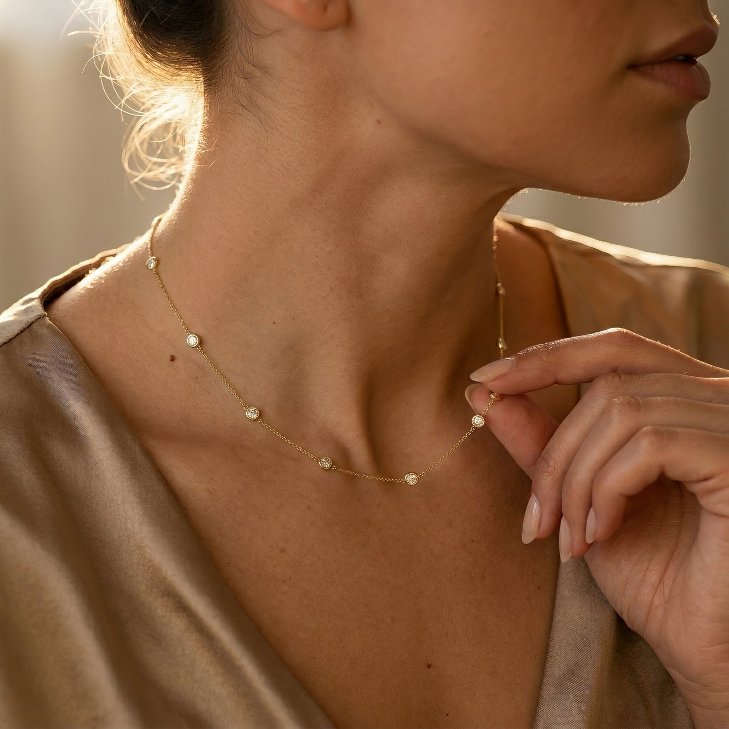 Station Necklace | Diamonds | IGI Certified | Lab-Grown Diamond | 14k Gold | Lunevya