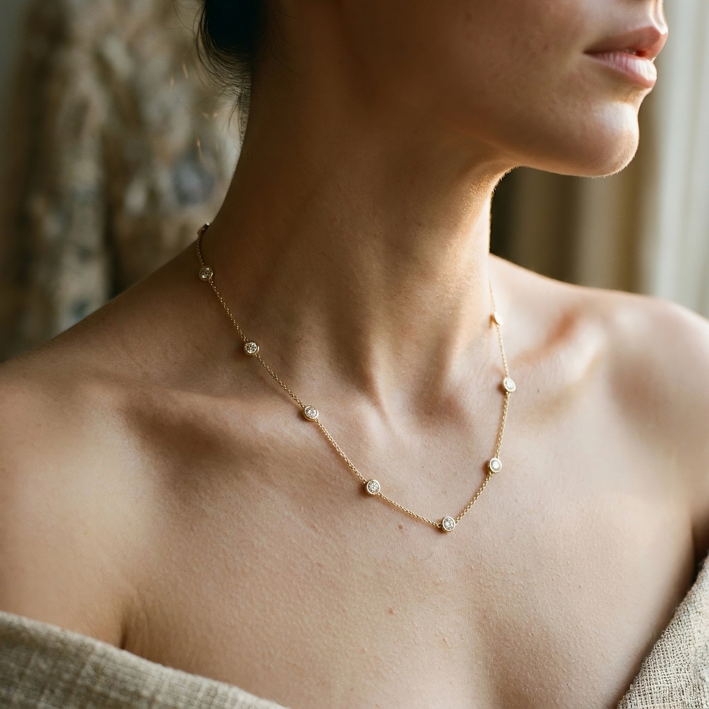Station Necklace | Diamonds | IGI Certified | Lab-Grown Diamond | 14k Gold | Lunevya