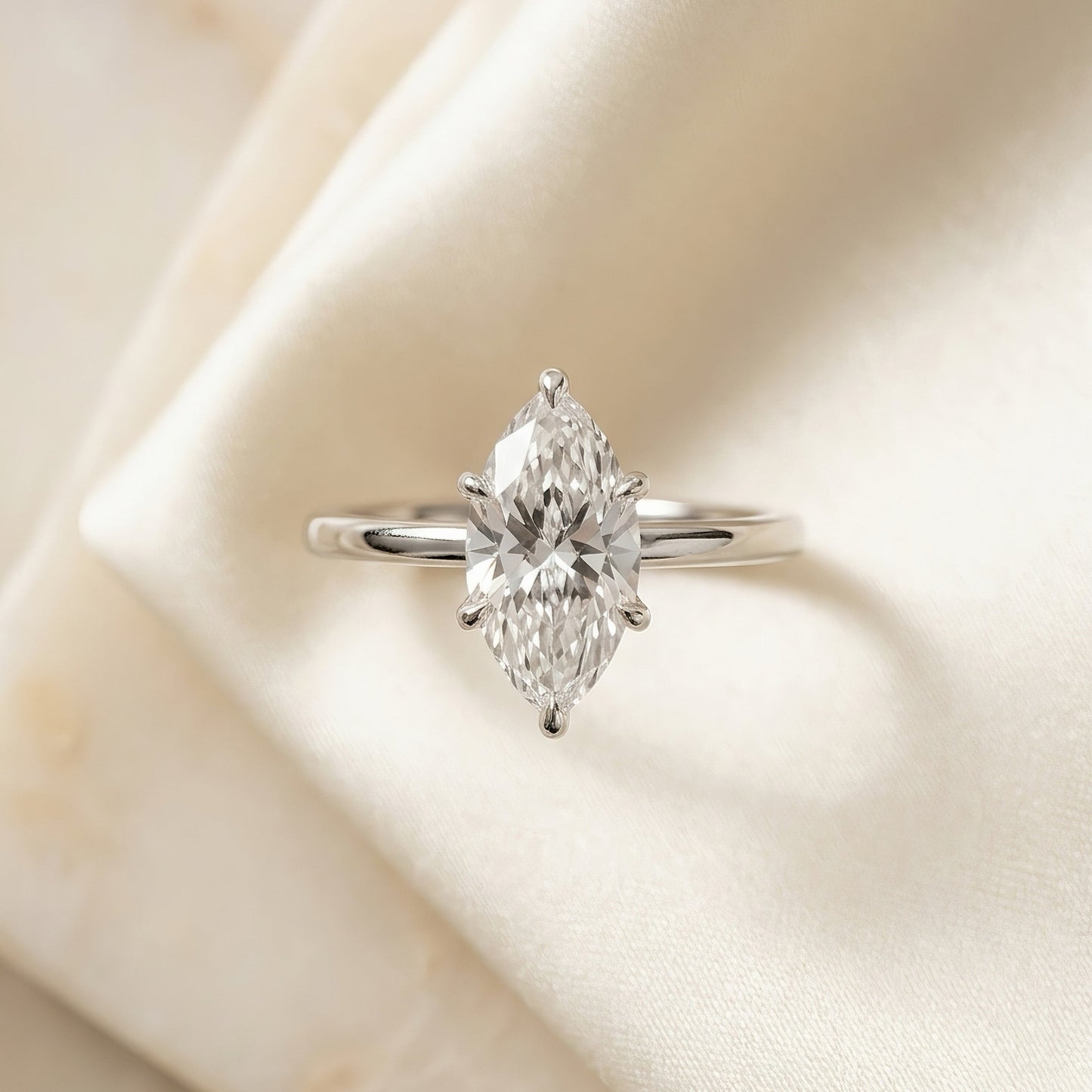 Marquise Solitaire Engagement Ring | 2.0 - 4.0 ct | Custom Design | 14k Gold | Lunevya
