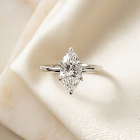 Marquise-Solitär Verlobungsring | 2.0 - 4.0 ct | Custom Design | 14k Gold | Lunevya