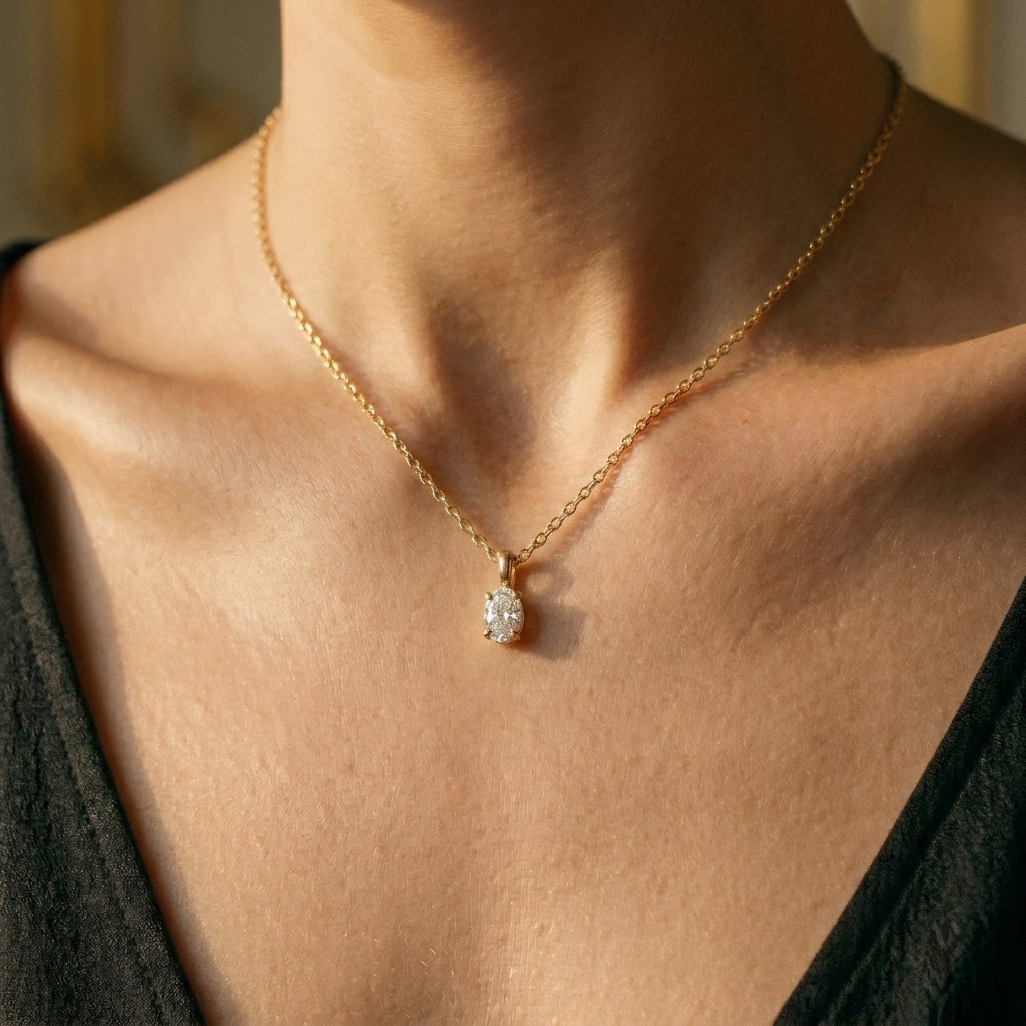 Oval-Diamant-Halskette | IGI-zertifiziert | Lab-grown Diamant | 14k Gold | Lunevya