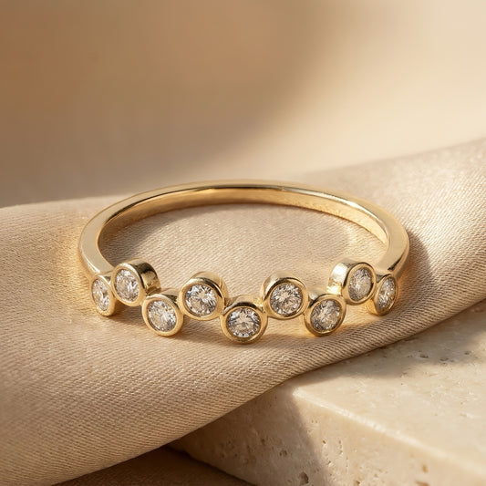 Zickzack Diamantring | 0.30 ct | Zargenfassung | Lab-grown Diamant | 14k Gold | Lunevya