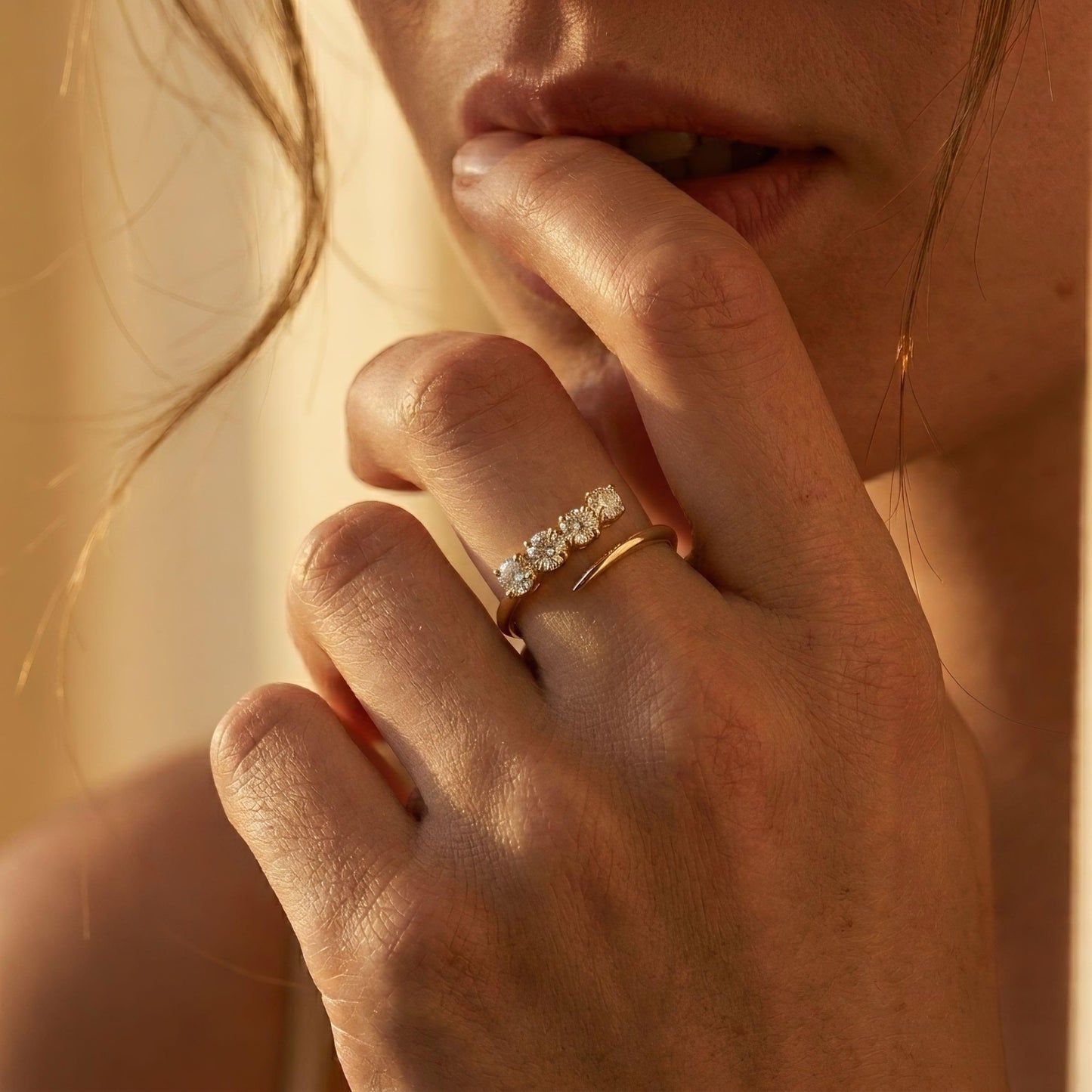4-Stein Diamantring | 1.5 ct | Modernes Design | Lab-grown Diamant | 14k Gold | Lunevya