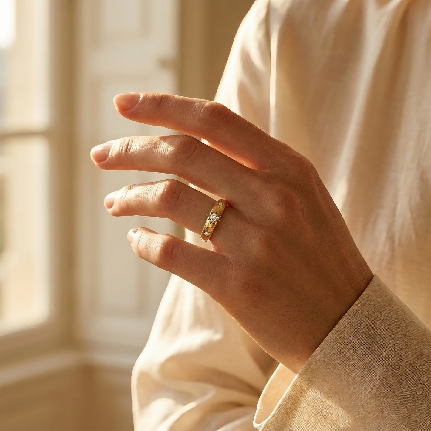 Sternen-Bandring | 0.30 ct | Vintage Design | Lab-grown Diamant | 14k Gold | Lunevya