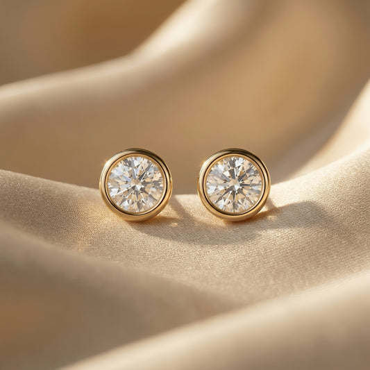 Diamant-Ohrstecker | Zargenfassung | Lab-grown Diamant | 14k Gold | Lunevya