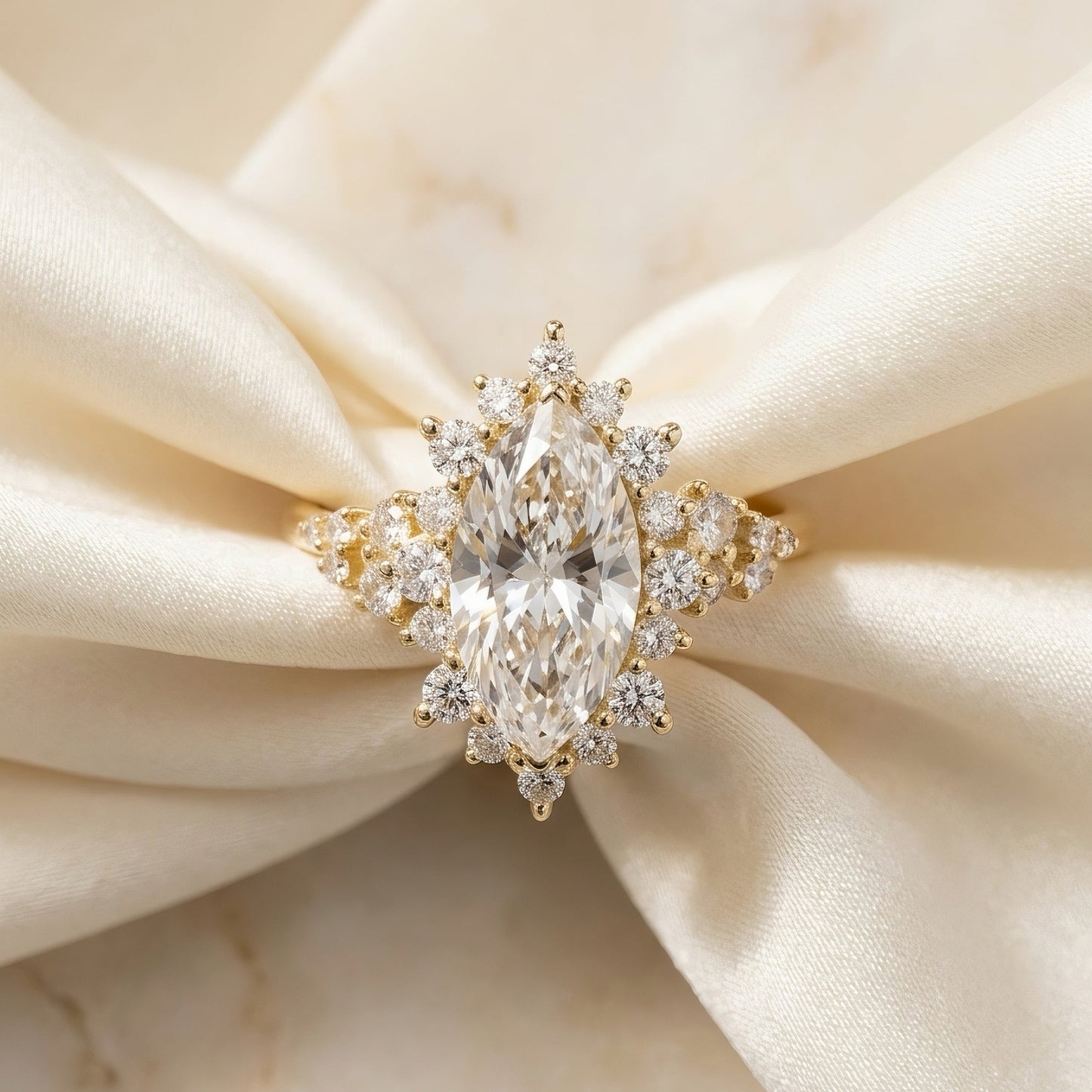 Marquise Verlobungsring 2.0 Karat | Cluster-Design | 14k Gold | Lunevya