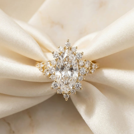 Marquise Verlobungsring 2.0 Karat | Cluster-Design | 14k Gold | Lunevya
