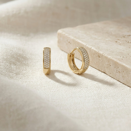 Diamant-Creolen | Pavé Design | 0.25 ct | Lab-grown Diamant | 14k Gold | Lunevya