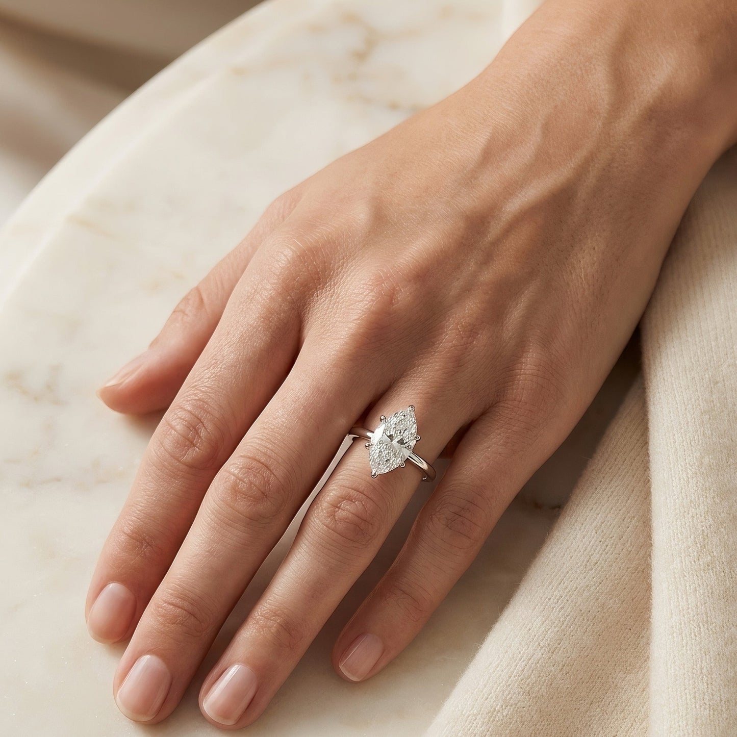 Marquise Solitaire Engagement Ring | 2.0 - 4.0 ct | Custom Design | 14k Gold | Lunevya