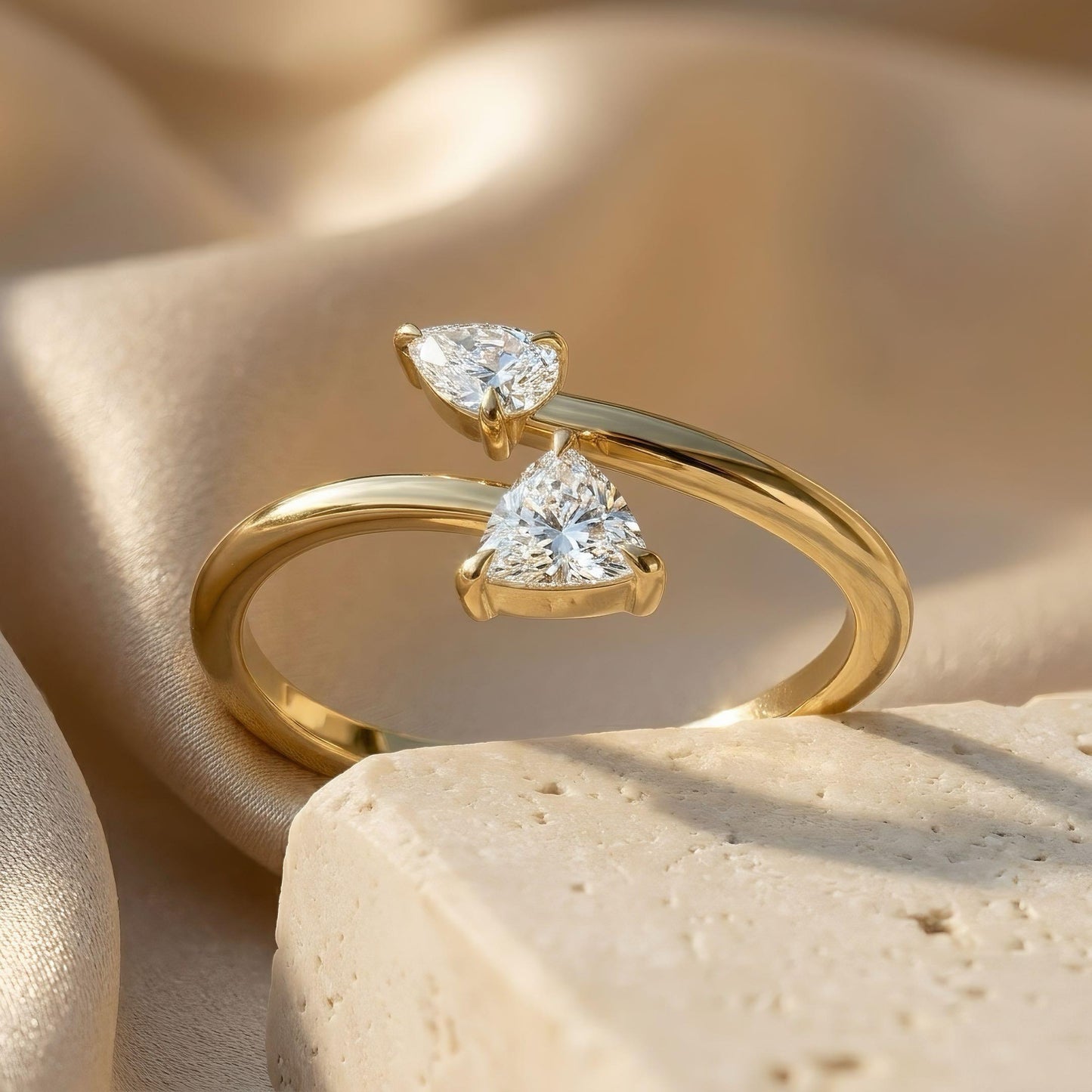 Toi et Moi Diamantring | 1.0 ct | Mix-Cut Design | 14k Gold | Lunevya