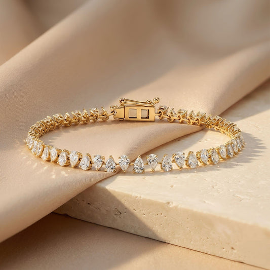 Tennisarmband | Tropfenschliff | IGI-zertifiziert | Lab-grown Diamant | 14k Gold | Lunevya