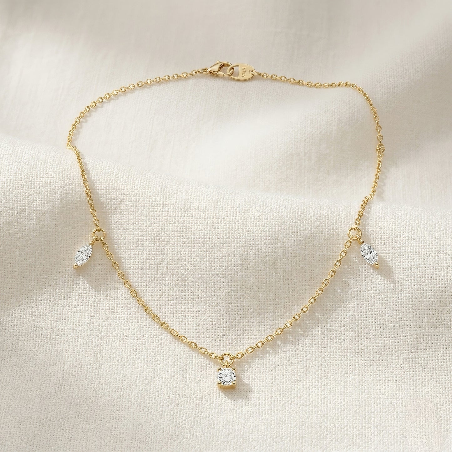 Gold Necklace | Dangle Design | IGI Certified | Lab-Grown Diamond | 14k Gold | Lunevya