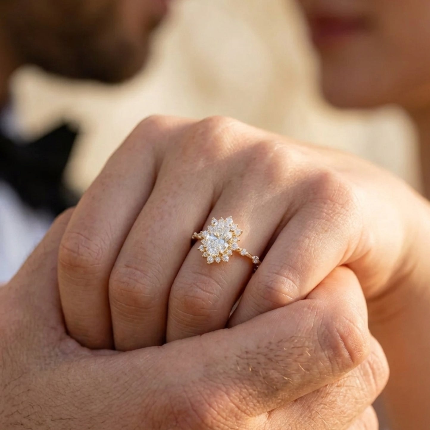 Oval-Cluster Verlobungsring | 2.0 - 5.0 ct | Lab-grown Diamant | 14k Gold | Lunevya