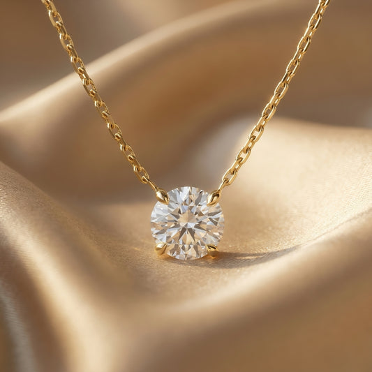 Solitaire Diamond Necklace | IGI Certified | Lab-Grown Diamond | 14k Gold | Lunevya