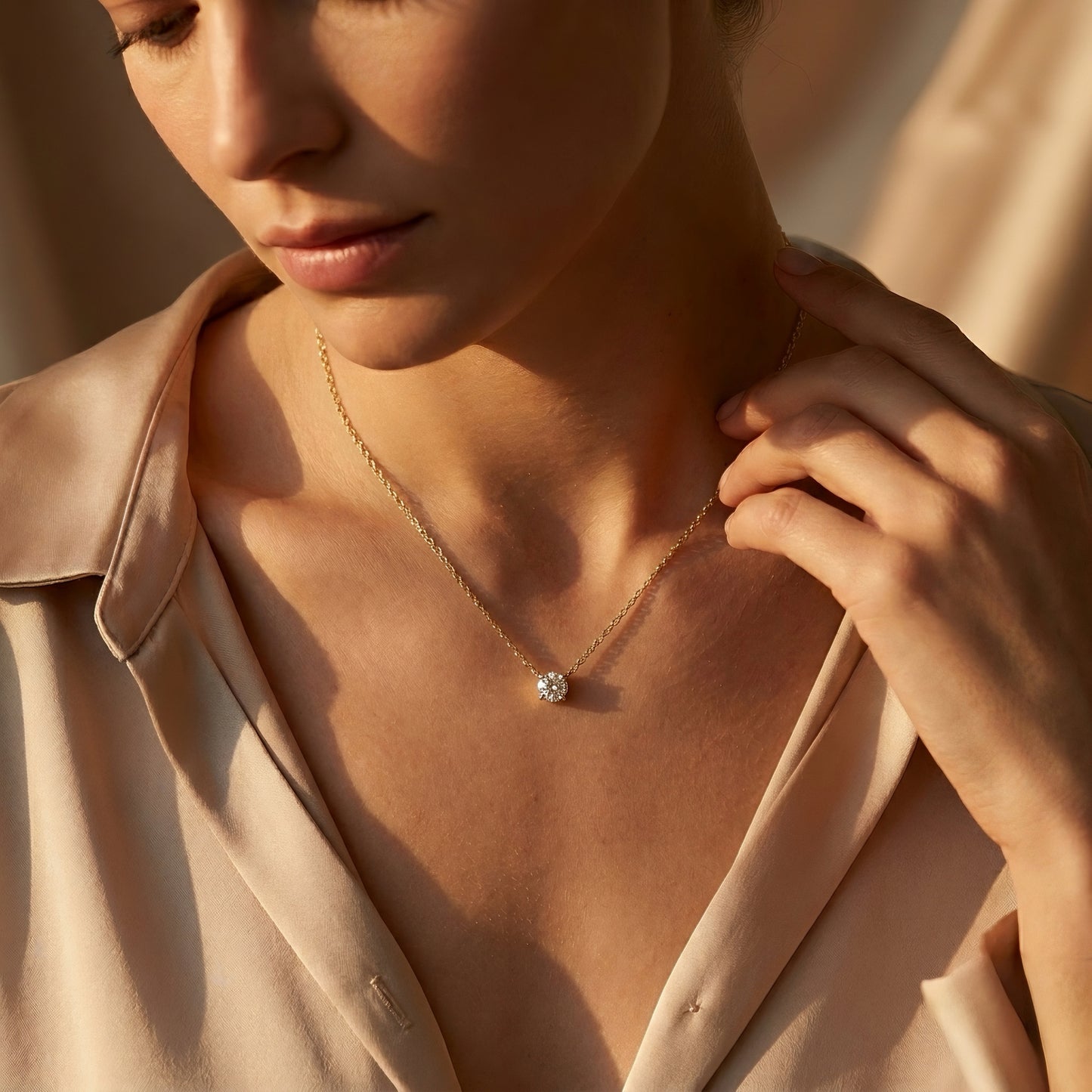 Solitaire Diamond Necklace | IGI Certified | Lab-Grown Diamond | 14k Gold | Lunevya