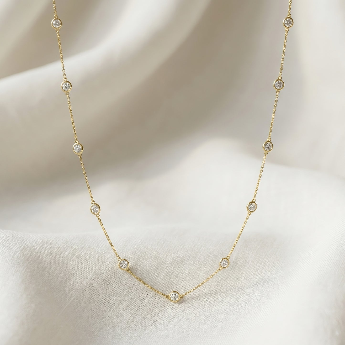 Station Necklace | Diamonds | IGI Certified | Lab-Grown Diamond | 14k Gold | Lunevya