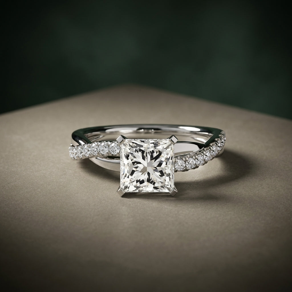 The Emerald Twist Pavé Ring – LUNEVYA