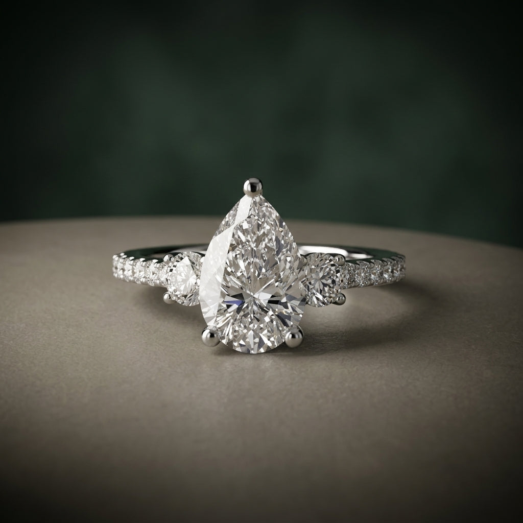 Three-Stone Ring with Pavé Band 5 – LUNEVYA