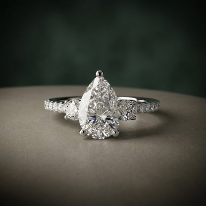Three-Stone Ring with Pavé Band 5 – LUNEVYA