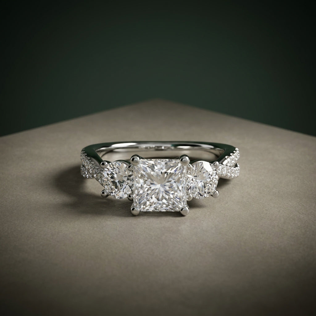 Three-Stone with Pavé Band 2 – LUNEVYA
