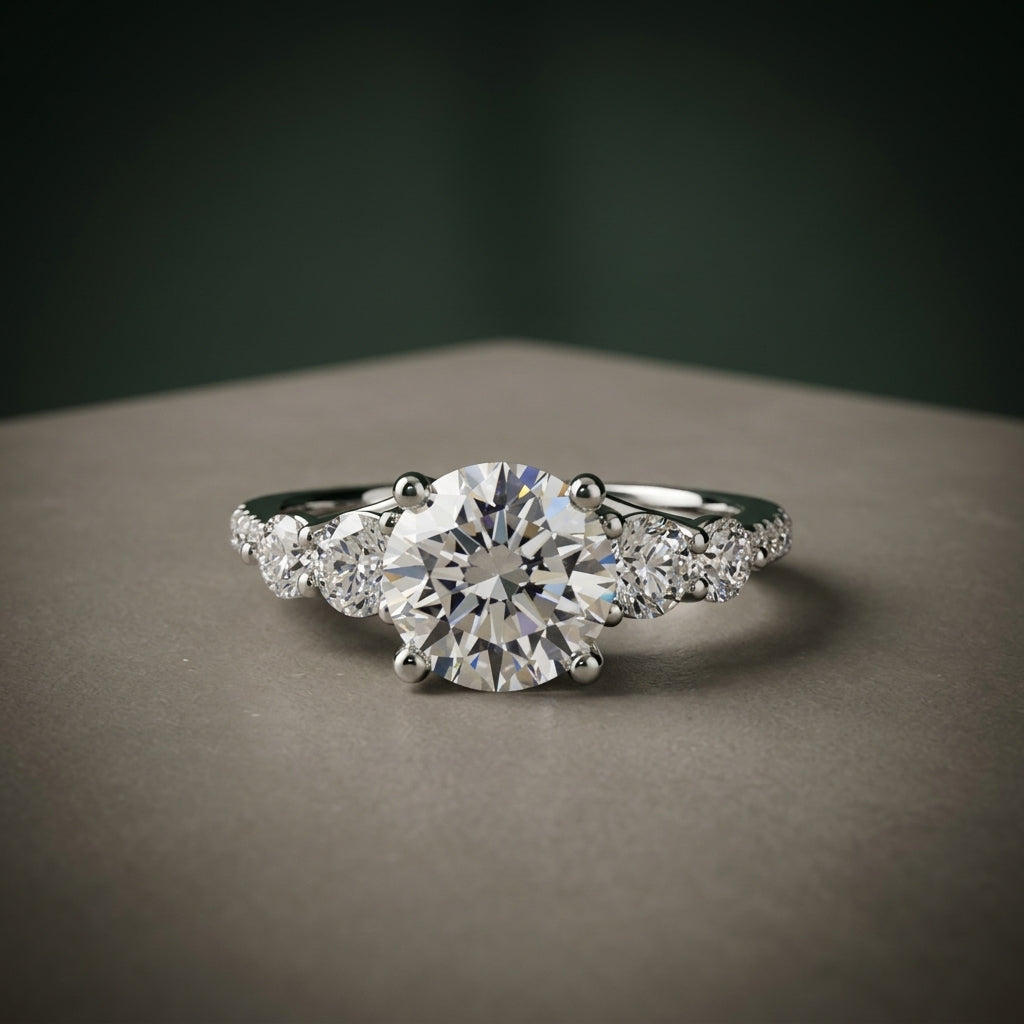 Five Stone Ring with Pavé Band – LUNEVYA