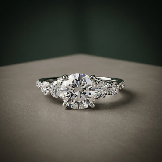 Five Stone Ring with Pavé Band – LUNEVYA